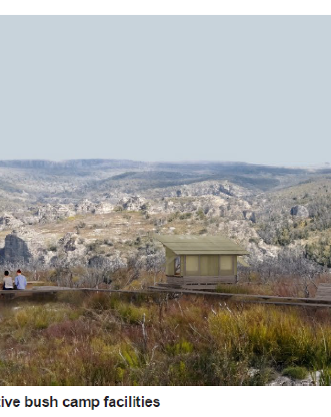 Artists impression of cabins in a pagoda landscape